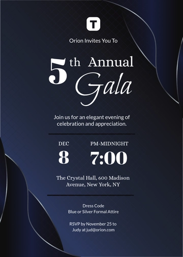 Navy Blue & Silver Company Event Invitation Template - Edit Online & Download