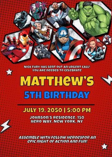 Avengers Superhero Invitation Template - Edit Online & Download