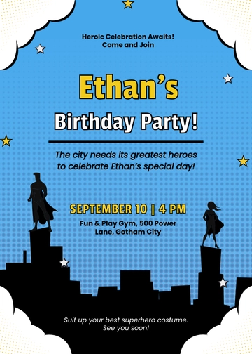 Custom Superhero-Themed Invitation Template - Edit Online & Download