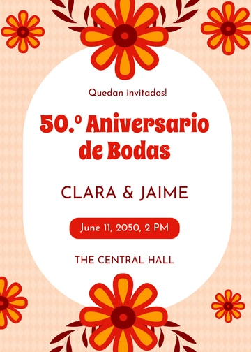 Spanish 50th Anniversary Invitation Template - Edit Online & Download