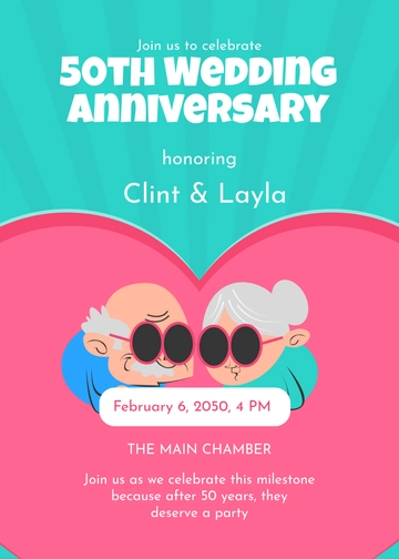 50th Anniversary Invitation with Funny Message Template - Edit Online & Download