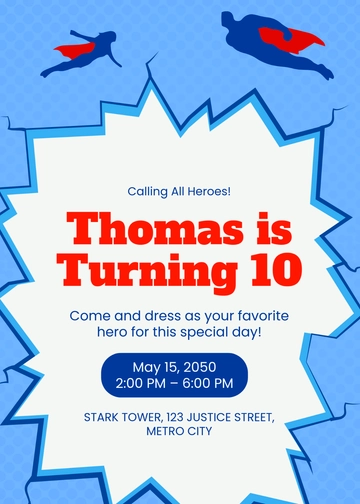 Kids' Superhero Announcement Invitation Template - Edit Online & Download