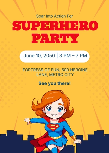 Supergirl Superhero Invitation Template - Edit Online & Download