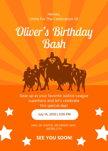 Justice League Superhero Invitation Template - Edit Online & Download