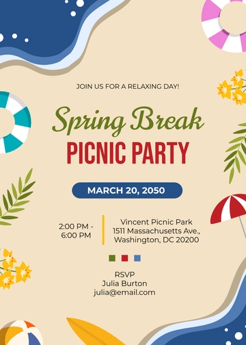 Spring Break Picnic Invitation Template - Edit Online & Download