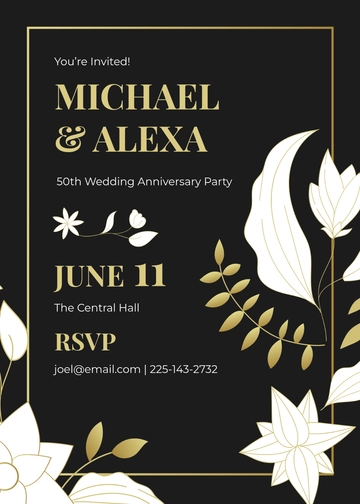 Black 50th Anniversary Invitation Template - Edit Online & Download