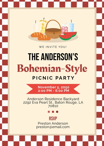 Bohemian Picnic Invitation Template - Edit Online & Download