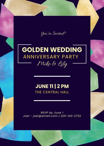 Colorful 50th Anniversary Party Invitation Template - Edit Online & Download