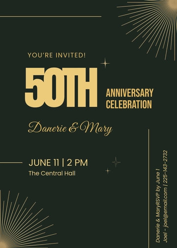Modern 50th Anniversary Celebration Invitation Template - Edit Online & Download