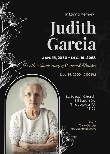 Death Anniversary Memorial Invitation Template - Edit Online & Download