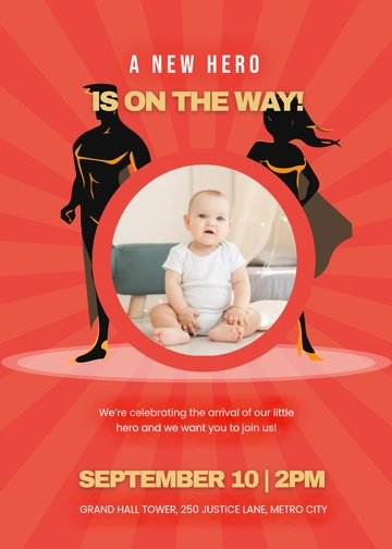 Modern Superhero Baby Shower Invitation Template - Edit Online & Download
