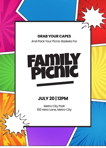 Simple Comic Book Superhero Invitation Template - Edit Online & Download