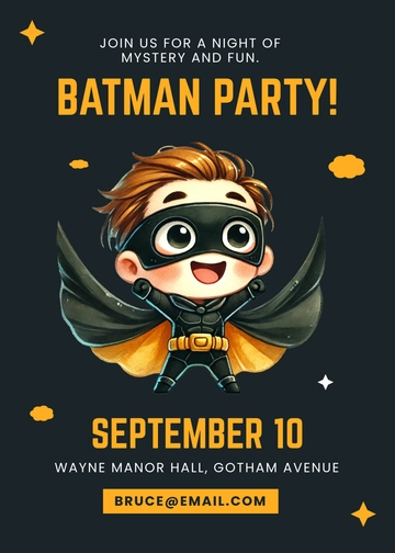 Batman Superhero Invitation Template - Edit Online & Download