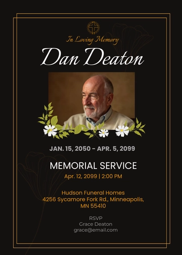 Funeral Invitation Card Template - Edit Online & Download