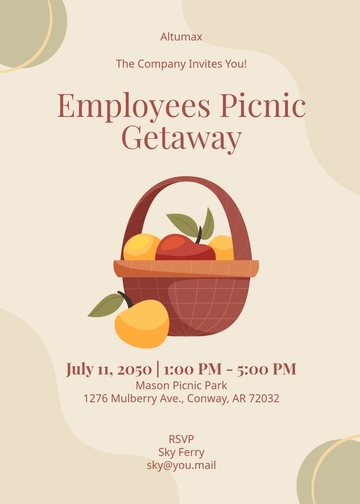 Professional Employee Picnic Invitation Template - Edit Online & Download