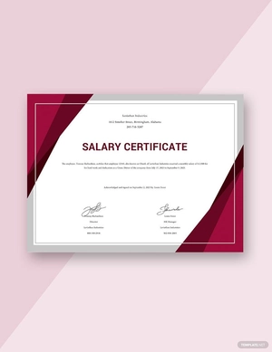 Salary Certificate Format Template