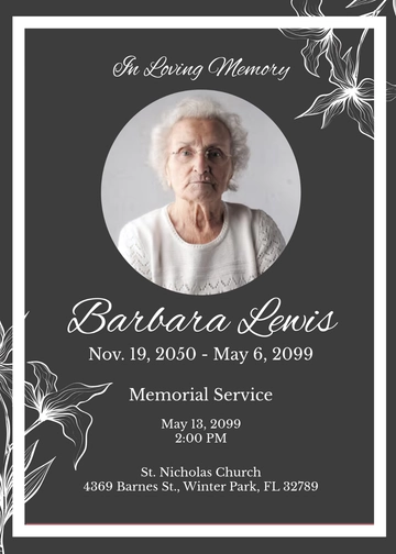 Professional Digital Memorial Invitation Template - Edit Online & Download