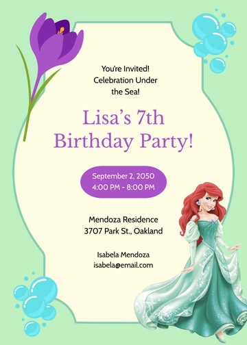 Aesthetic Princess Ariel Invitation Template - Edit Online & Download