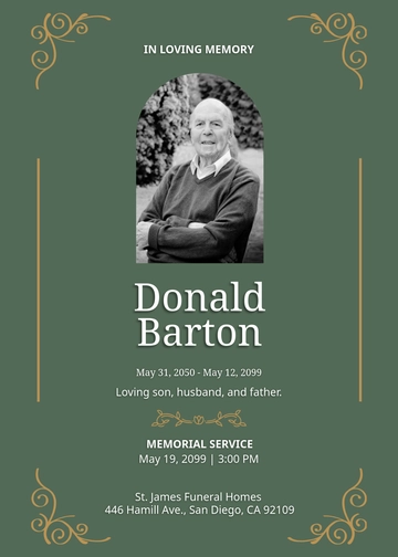Memorial Invitation Wording Template - Edit Online & Download