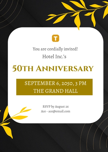 50th Company Anniversary Invitation Template - Edit Online & Download