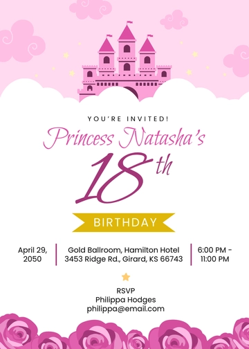 Princess 18th Birthday Invitation Template - Edit Online & Download