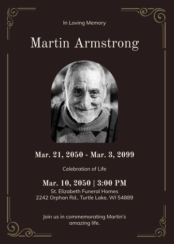 Celebration of Life Memorial Invitation Template - Edit Online & Download