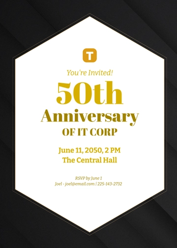 Professional Business 50th Anniversary Invitation Template - Edit Online & Download