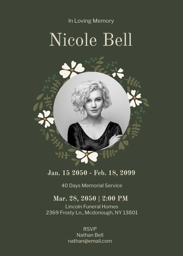 40 Days Memorial Invitation Template - Edit Online & Download