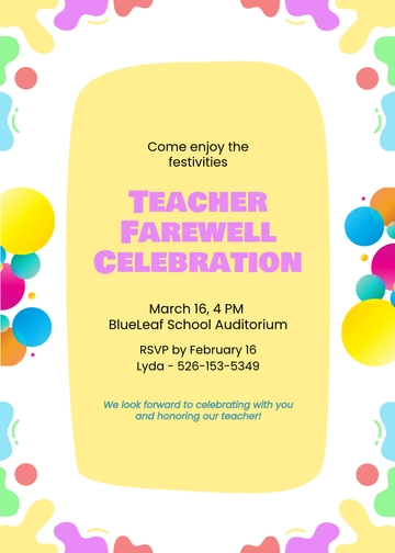 Colorful Teacher Farewell Party Invitation Template - Download | Template.net