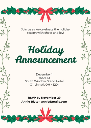 Holiday Announcement Invitation Template - Download | Template.net