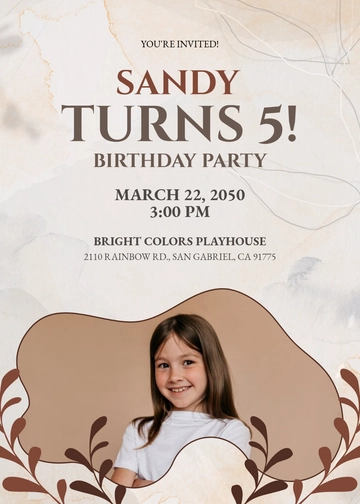 Aesthetic Watercolor Birthday Invitation Template - Edit Online & Download