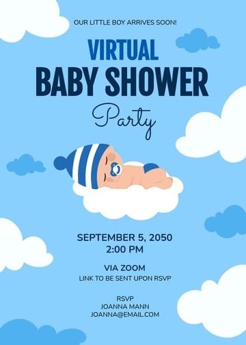 Virtual Boy Baby Shower Invitation Template - Edit Online & Download
