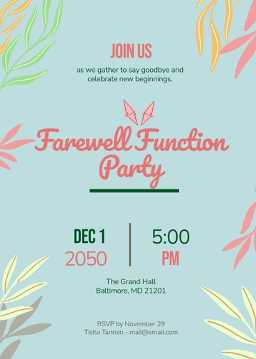 Simple Farewell Function Party Invitation Template - Edit Online & Download