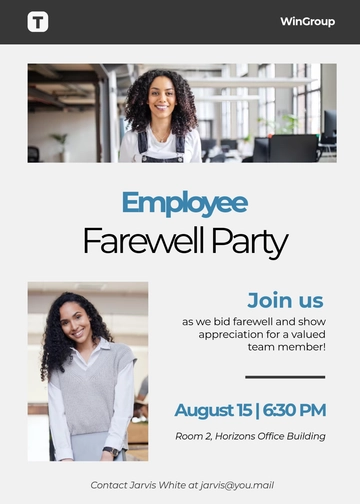 Professional Employee Farewell Party Invitation Template - Edit Online & Download