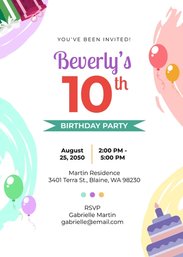 Creative Watercolor Party Invitation Template - Edit Online & Download