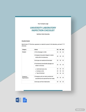University Laboratory Inspection Checklist Template