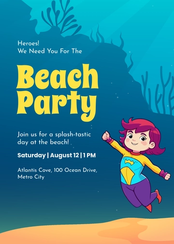 Under-the-Sea Superhero Invitation Template - Edit Online & Download