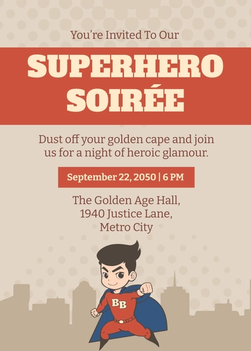 Vintage Style Superhero Invitation Template - Edit Online & Download