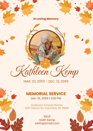 Design Autumn Memorial Invitation Template - Edit Online & Download
