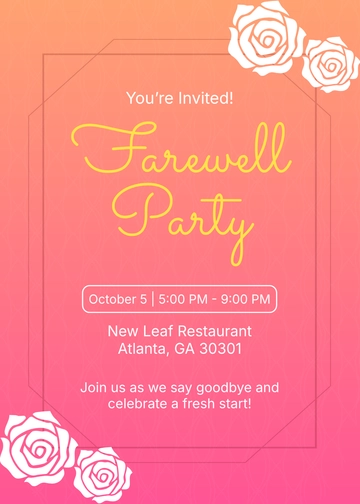 Custom Gradient Farewell Party Invitation Template - Edit Online & Download