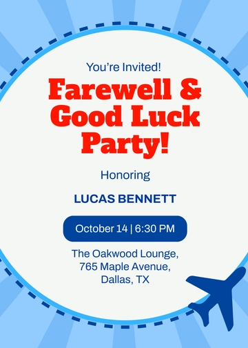 Farewell & Good Luck Party Invitation Template - Edit Online & Download