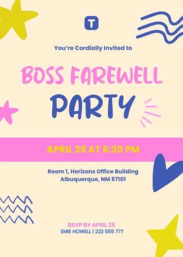 Creative Boss Farewell Party Invitation Template - Edit Online & Download