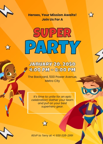 Colorful Superhero Invitation Template - Edit Online & Download