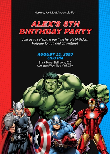 Editable Marvel Superhero Invitation Template - Edit Online & Download
