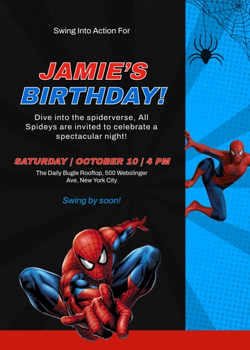 Spiderman Superhero Invitation Template - Edit Online & Download