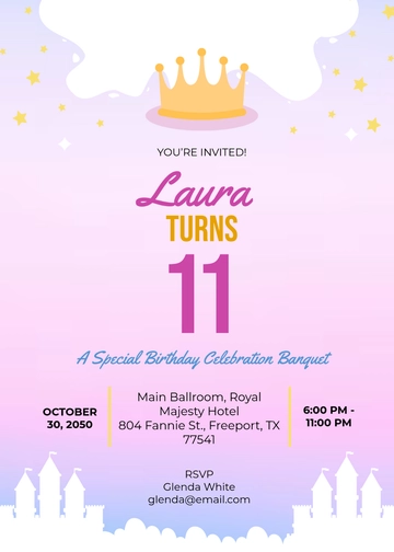 Banquet Event Princess Invitation Template - Edit Online & Download