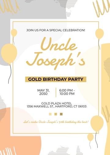 Gold Foil Watercolor Invitation Template - Edit Online & Download