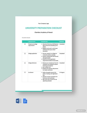 University Preparation Checklist Template