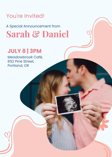 Simple Pregnancy Announcement Invitation Template - Edit Online & Download