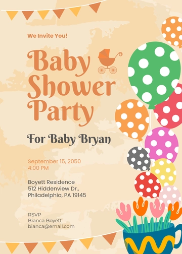 Colorful Balloons Boy Baby Shower Invitation Template - Edit Online & Download